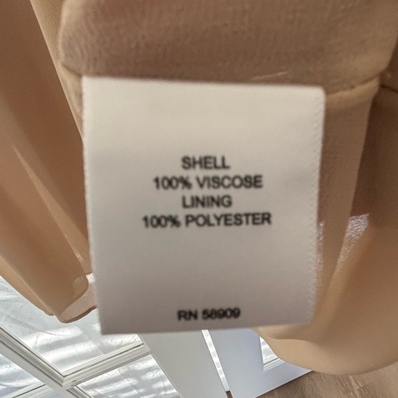 Gibson & Latimer | Peasant Split V-Neck Blouson Sleeve Tiered Hem Dress L Taupe - Picture 7 of 8